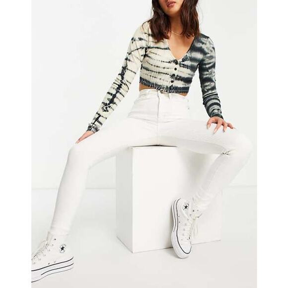 Topshop Jamie High Waisted Skinny Jeans in Off White US 6 NEW - Picture 1 of 9